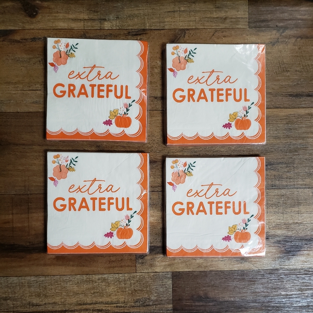 Set Of 80 Packed Party "Extra Grateful" Fall Napkins